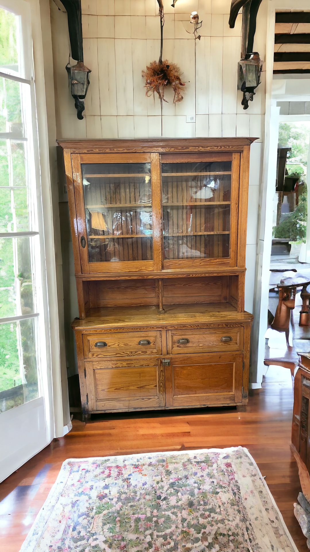Antique Wooden Step-back Cabinet