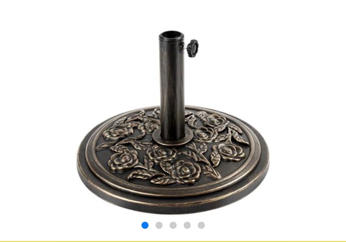 18 Inch Cast Stone Bronze Shell Patio Umbrella Base (Heavy) New No Box