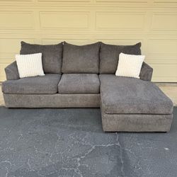 Gray Reversible Living Spaces Sectional Couch Sofa