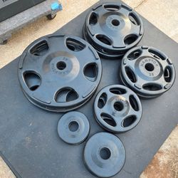 245lb Hampton rubber coated olympic weight plates set