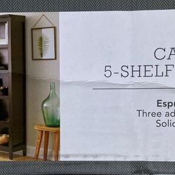 New 72” Threshold Carson 5 Shelf Bookcase Espresso Brown