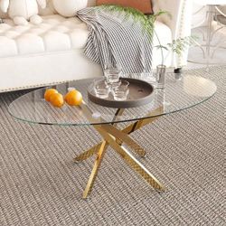Oval Glass Coffee Table Gold Base