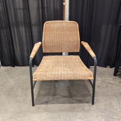 Natural Wicker and Black Metal Frame Chair