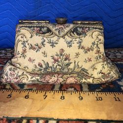 Antique Tapestry Evening Bag - Vintage Bagcraft of London Tapestry Evening Bag 