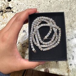 Moissanite 4mm tennis necklace set 