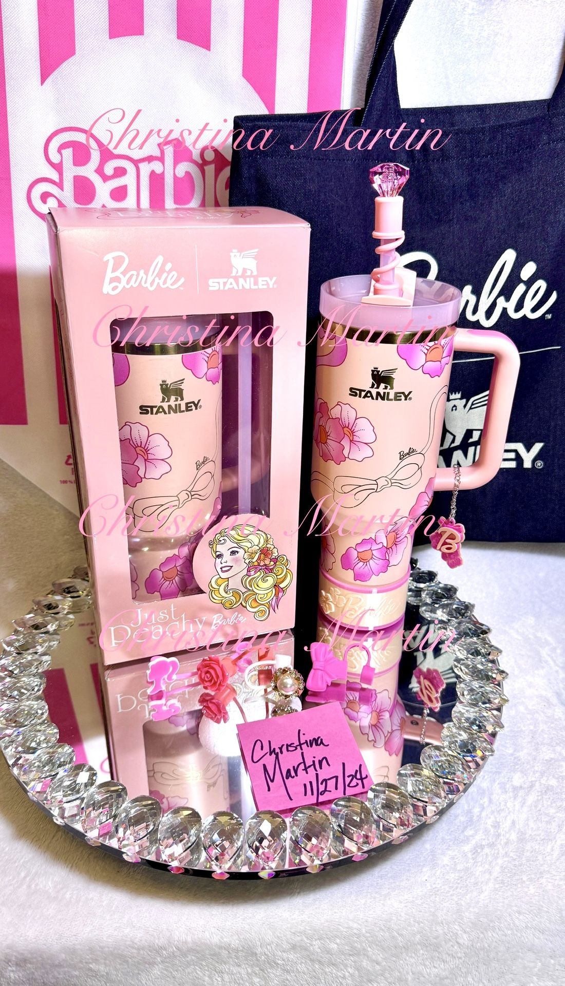 BARBIE X STANLEY JUST PEACHY 40 oz QUENCHER Custom accessories included!!