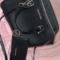 Black Michael Kors Purse and matching Black Wallet 