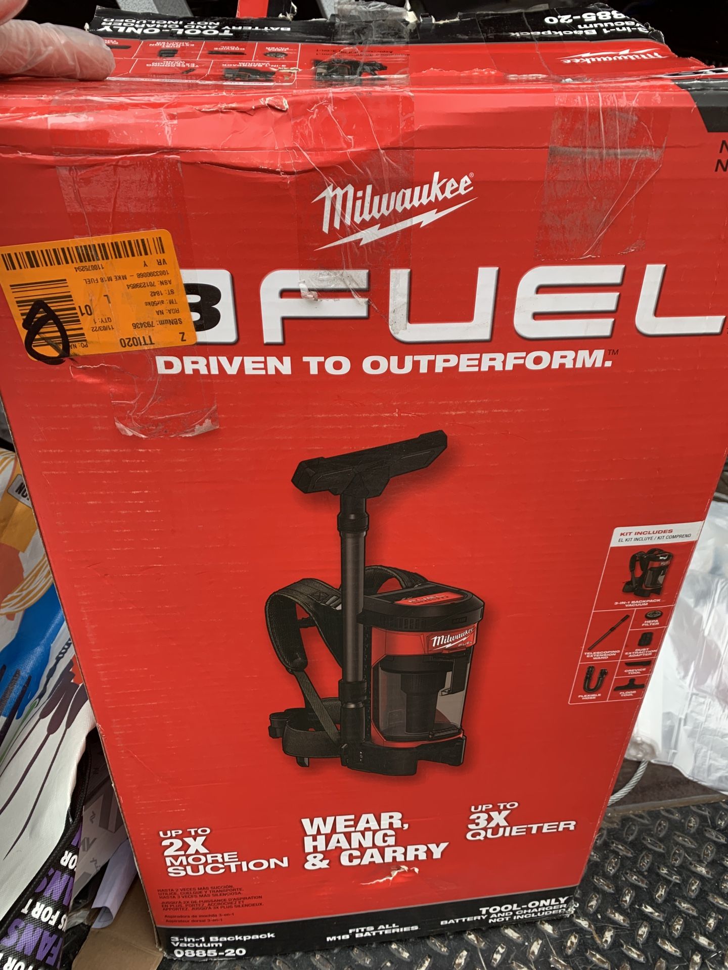 Milwaukee 0885 20 M18 Fuel In Backpack Vacuum