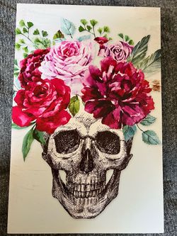 Skull and flowers print canvass
