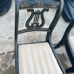 4 Vintage Wood Lyre Harp Chairs (DUNCAN PHYFE)