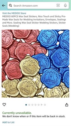 60PCS Wax Seal Stickers for wedding invites