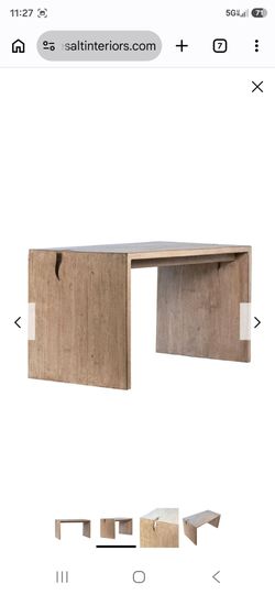 Dovetail- Merwin Desk Pure Salt w/custom glass top.
