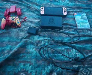 Nintendo Switch OLED Pink Edition Bundle - Zelda TotK + Pikachu Controller