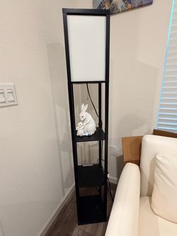 Modern Shelf Floor Lamp with Lamp Shade & Warm White LED Bulb