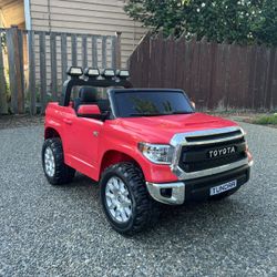12V Kids Battery Powered Remote Control Toyota Tundra Ride On Truck - Red - Power Wheels