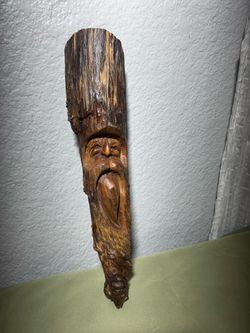 Hand-Carved Cottonwood Bark Wood Spirit Wall Art