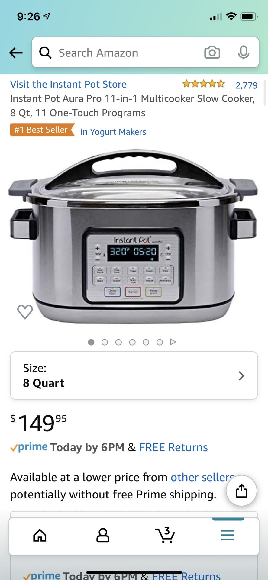 Instant Pot Aura 11-in-1 mutlicooker