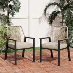 Mirage Rattan Rope Patio Dining Chairs-Phi Villa
