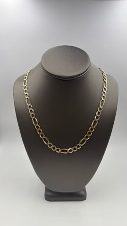 14KT YELLOW GOLD 25” DIAMOND CUT FIGARO LINK CHAIN 39.4GR