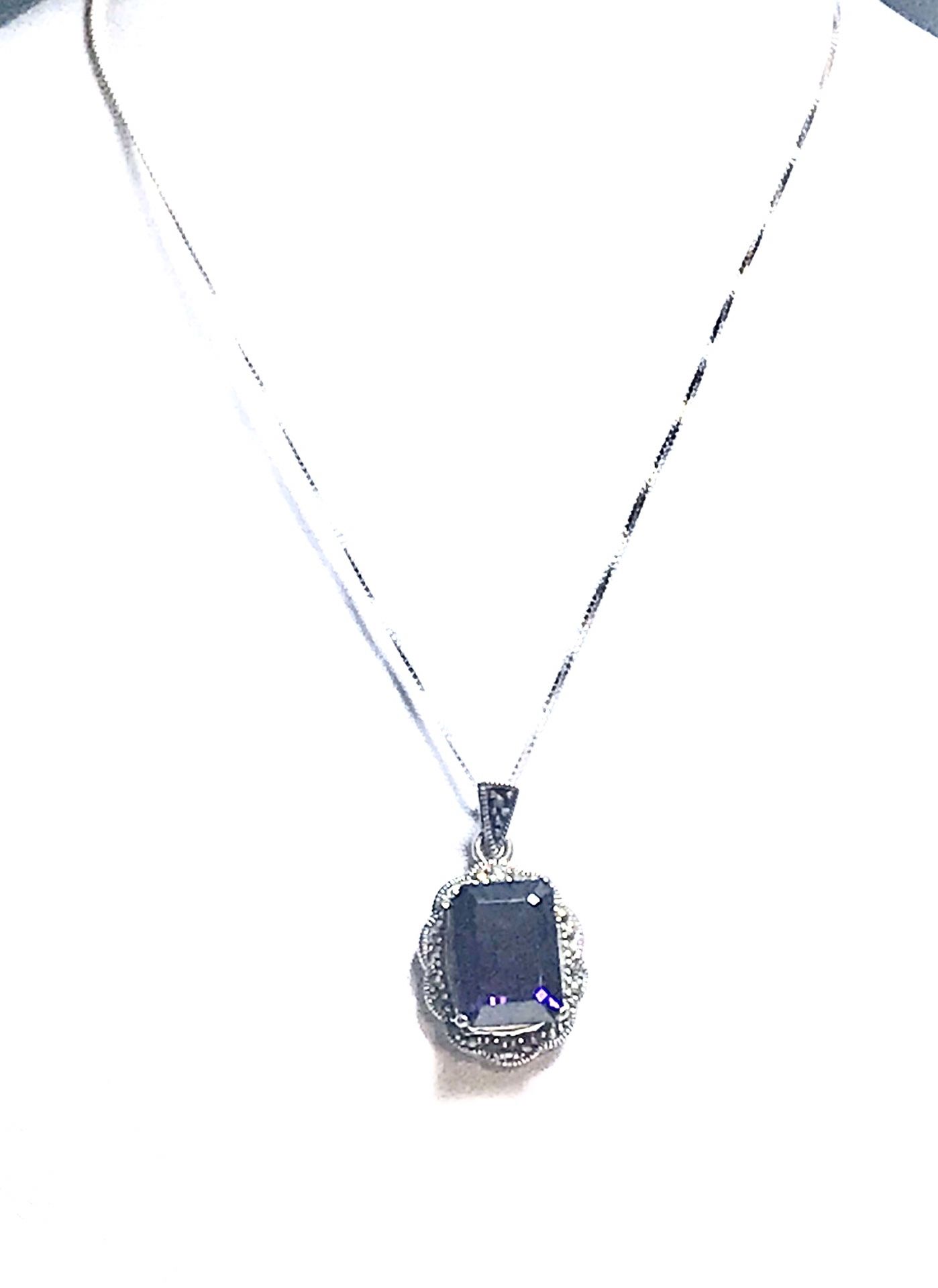 Silver Amethyst and Marcasite Necklace