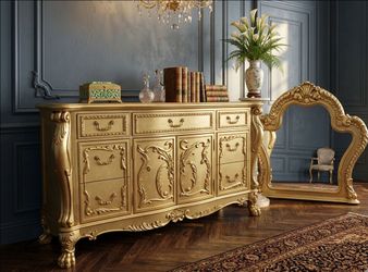 ✨🔥 Elegant Dresden Dresser / Server with Mirror ✨Luxury for Less! 🔥✨