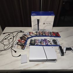 “PS5 Slim Bundle w/ 2 Controllers, 20 Games, Extended Storage – Ready to Play”