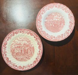 Country Life Pink Plates by Myott Staffordshire