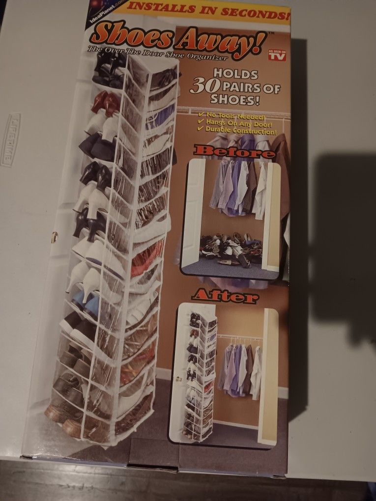 Shoes Away Hanging Organizer Organize 30 Pairs Space Closet TV Holder Over Door