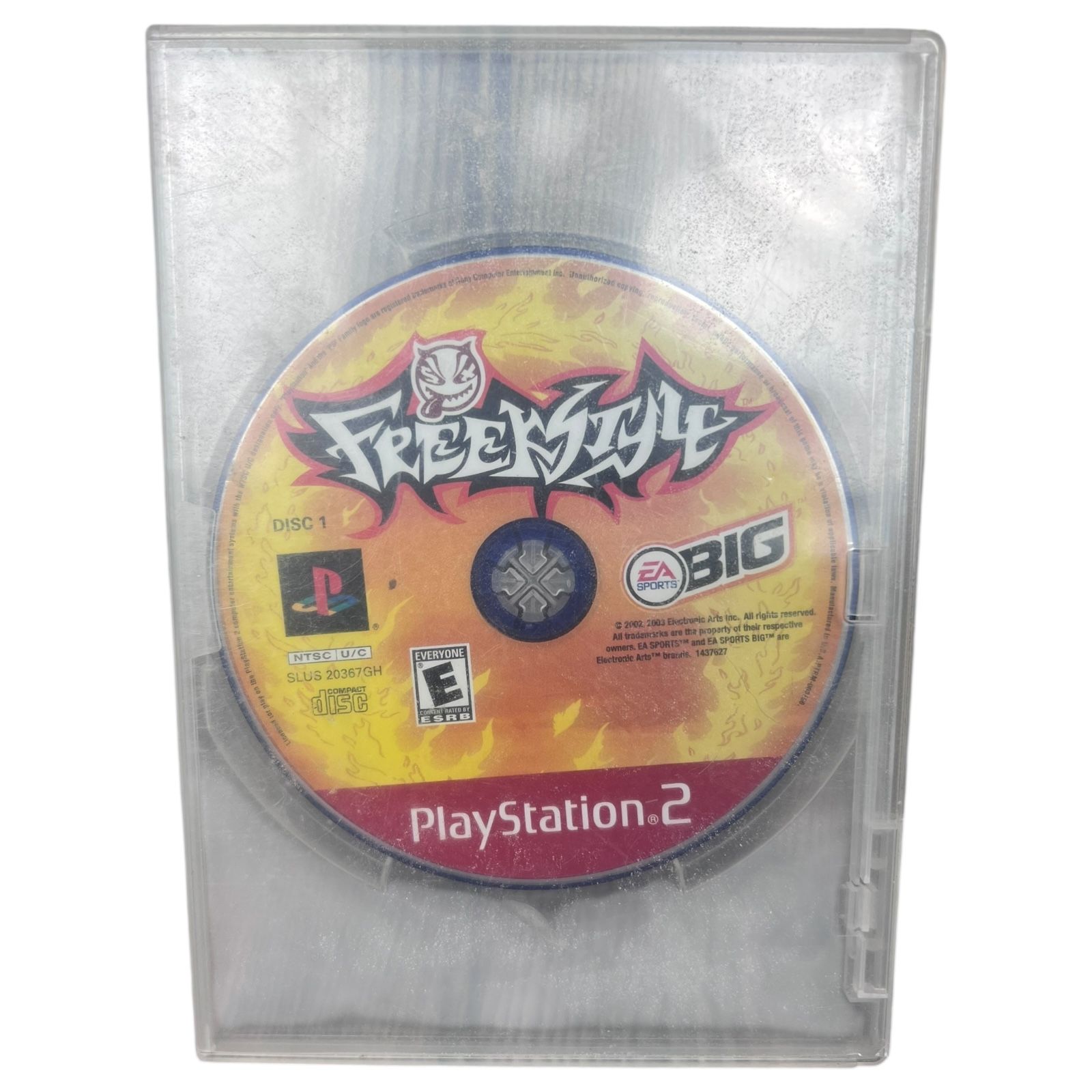 The product is a game disc of Freekstyle for the Sony PlayStation 2 console. Released in 2002 by Electronic Arts, the racing game is part of the Free