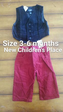 New Sz 3-6 months baby boys holiday set the Children's Place vest and red corduroy pants nwt Christmas church