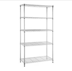 HDX 5-Tier Commercial Grade Heavy Duty Steel Wire Shelving Unit in Chrome (48 in. W x 72 in. H x 18 in. D)=Pal-256