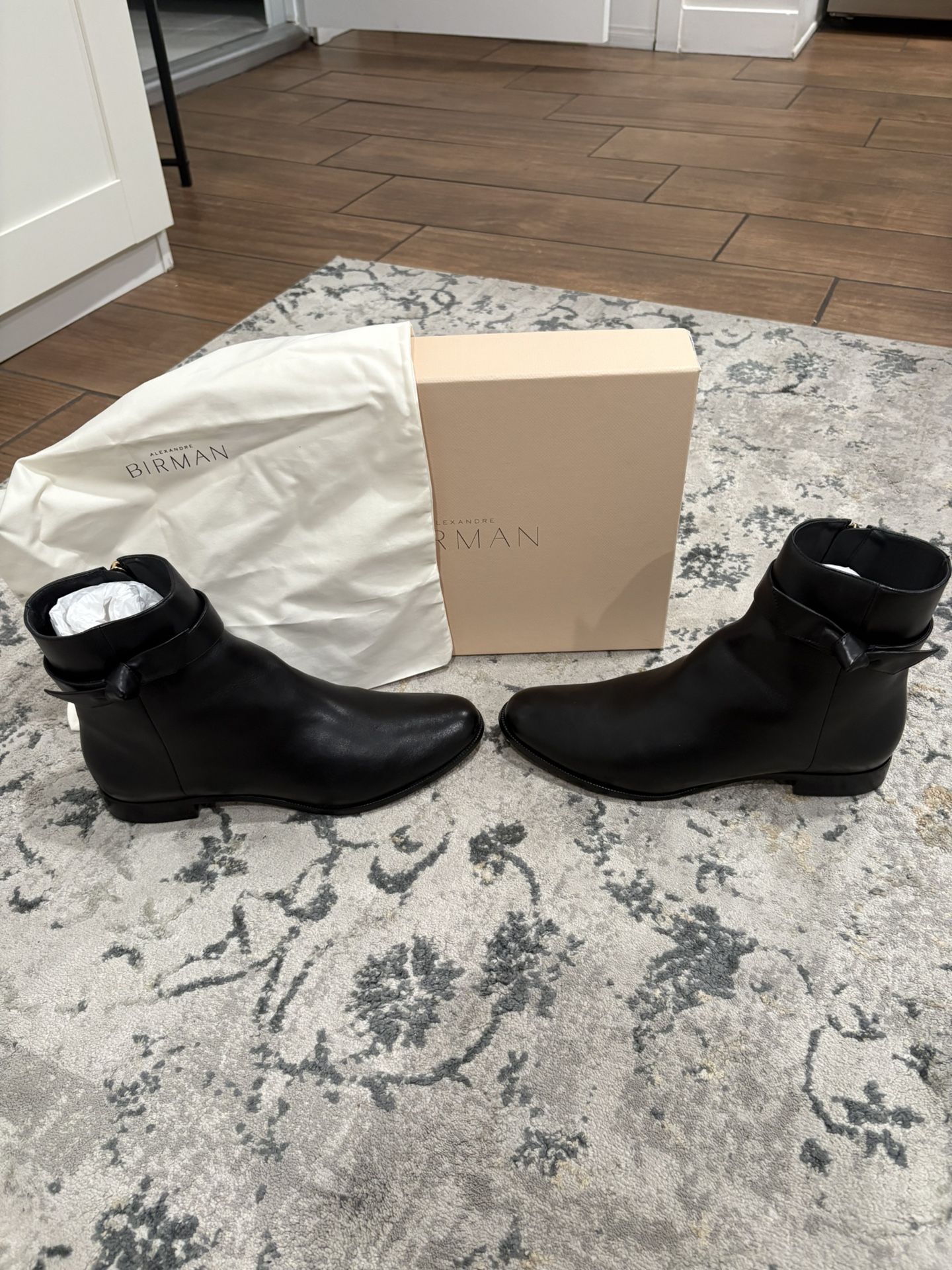 Alexandre Birman Clarita City Bootie Flat – Black Saddle Calf Leather (Women’s Boots)