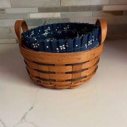 Longaberger Button Basket With Liner And Protector 