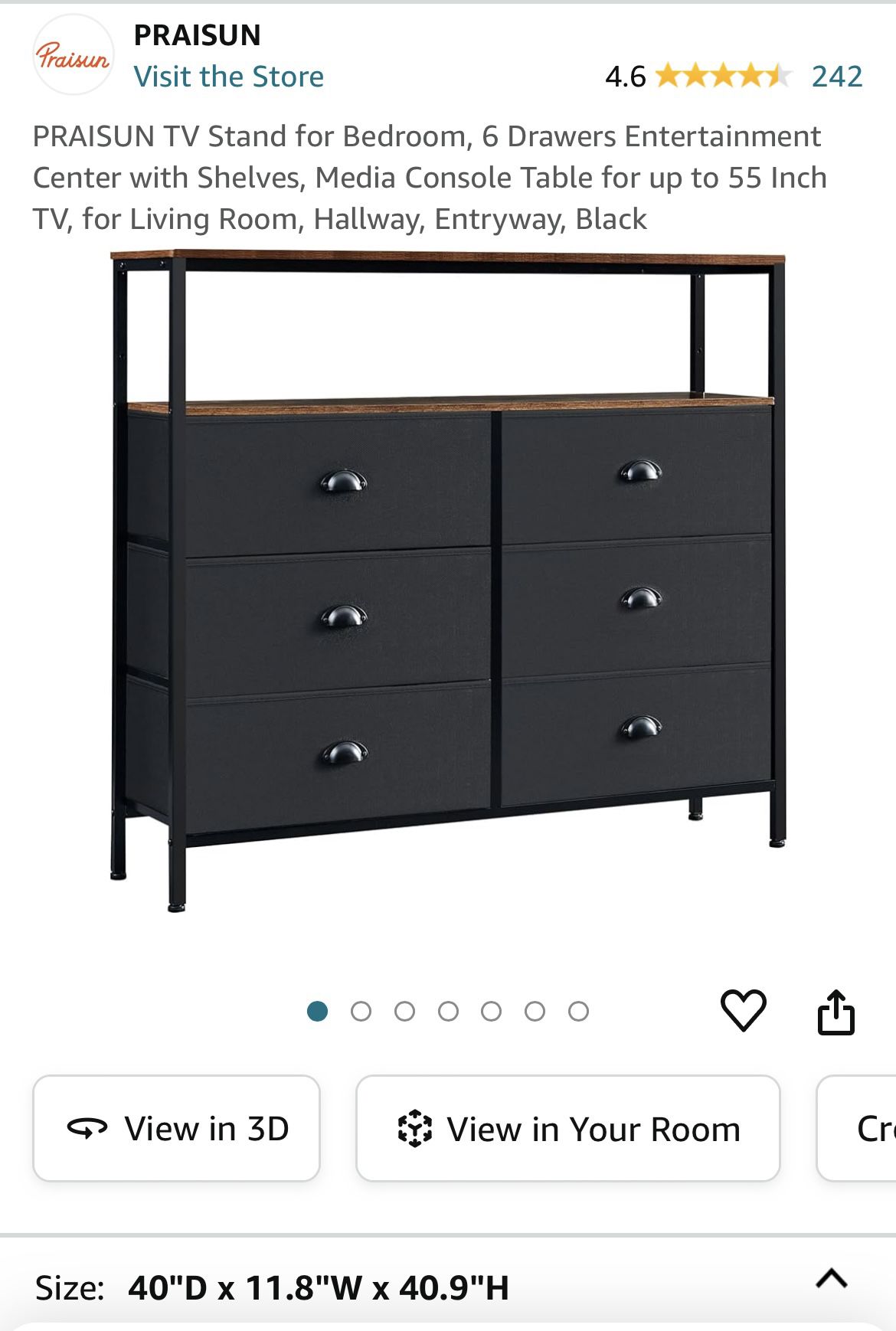 PRAISUN Larger Dresser for Bedroom, 6 Drawers, TV Stand