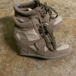 tan sneaker wedges