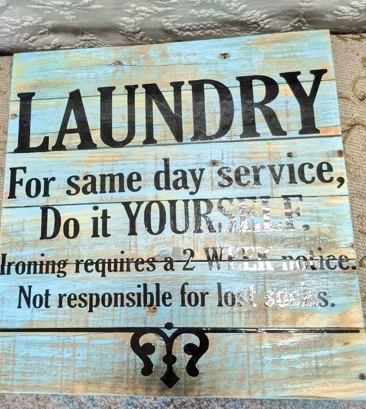 Rustic Wooden Laundry Sign.