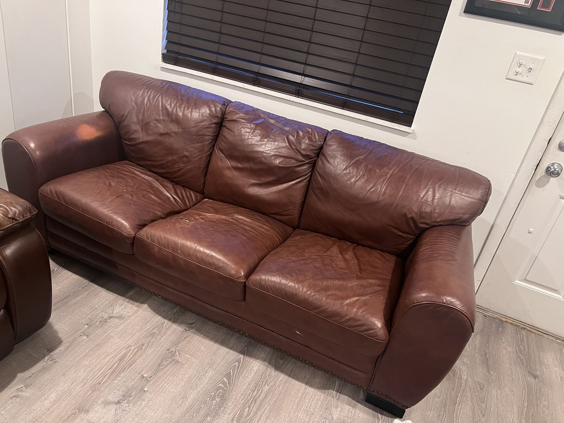 Ponderosa Living Room Set - Leather Couch