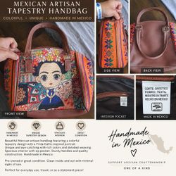 Mexican Artisan Frida Kahlo Tapestry Handbag – Made in Mexico