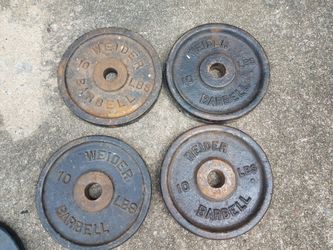 Weights - 10 lb plates; for 1 inch weight; notice varying condition; $1.50 per lb (see price list)