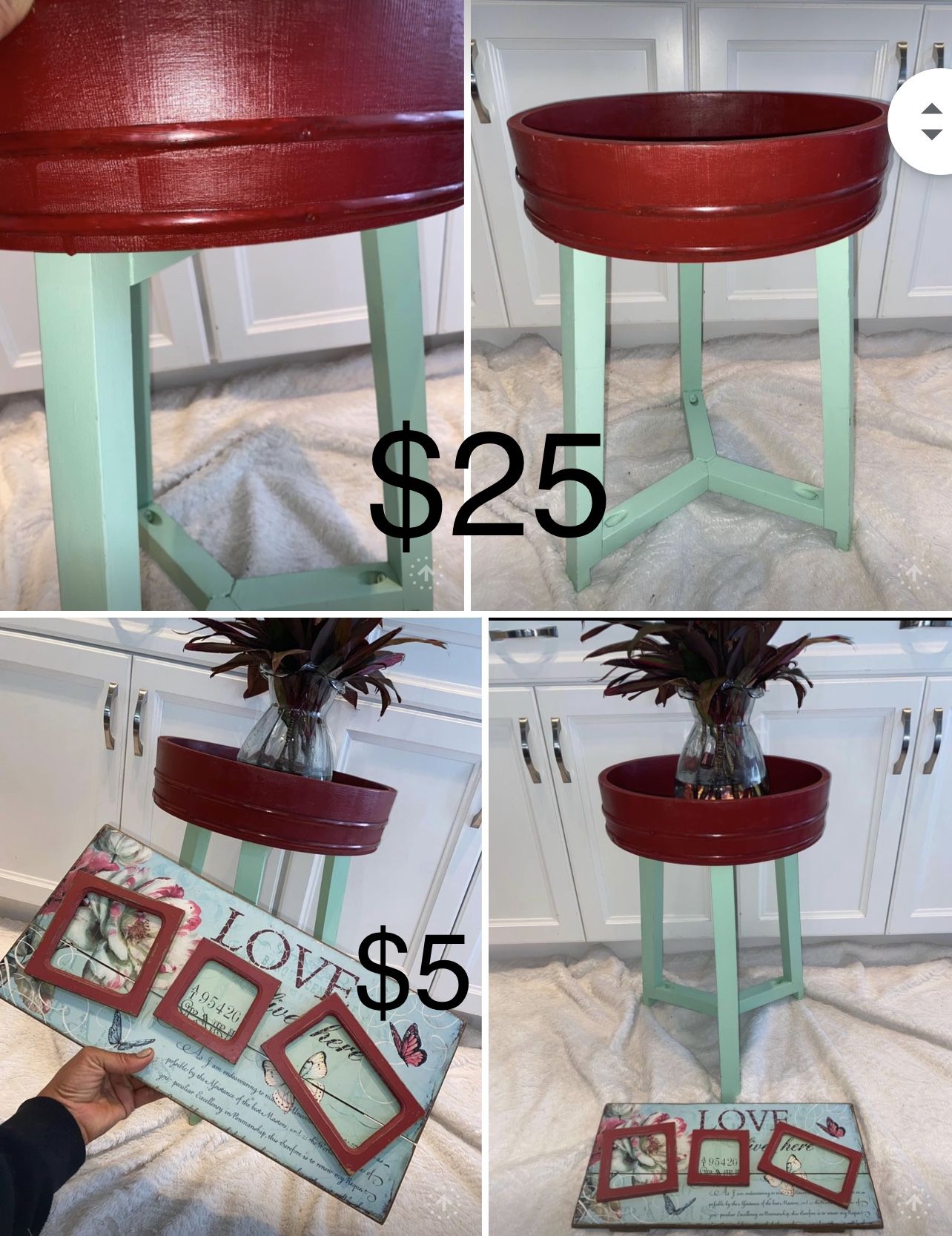 $25 Wooden shabby chic Side Table/Plant holder