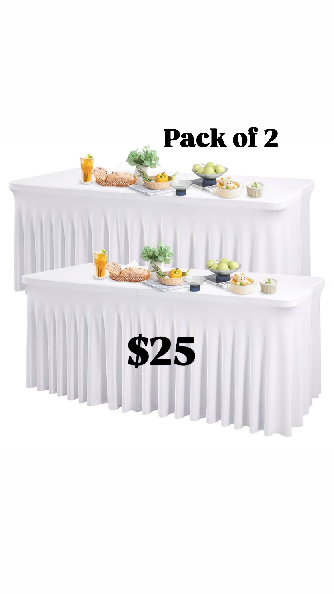 2 Pack Tablecloths White NEW
