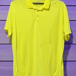 Nike (W) Golf Tour Performance DriFit Polo Shirt 2XL Yellow Big Tall Logo EUC