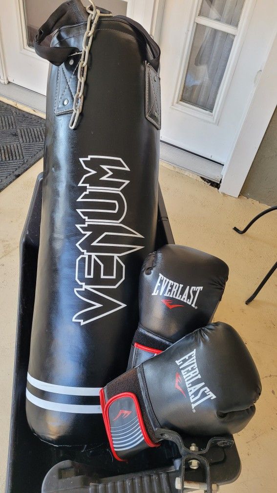 VENUM PUNCHING BAG AND BOXING GLOVES