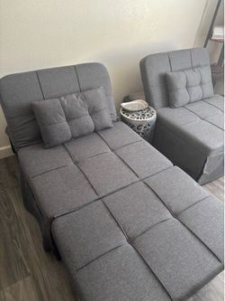 2 - Aiho 4 in 1 Sofa Grey Chair/Couch/Ottoman