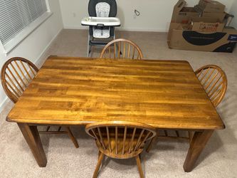 Wood Dining Table with 4 Chairs
