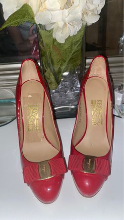 Authentic red ferragamo heels $250