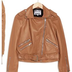 Brand New Camel  Colored Real Leather Jacket