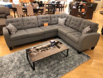 Grey Fabric Sectional Sofa