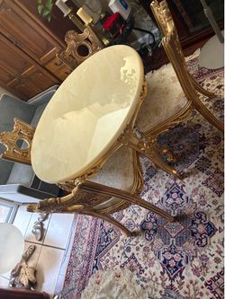 Vintage Marble Table set-Gold frame
