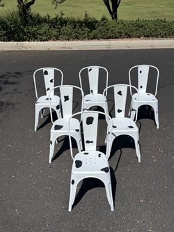 Dining Chairs-Set Of 6 Cow Print Chairs